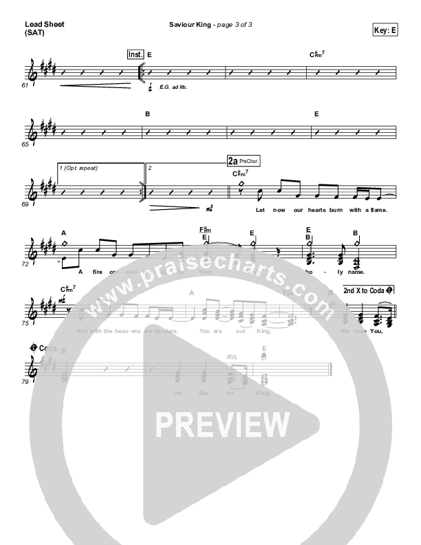 Saviour King Lead Sheet (Hillsong Worship)