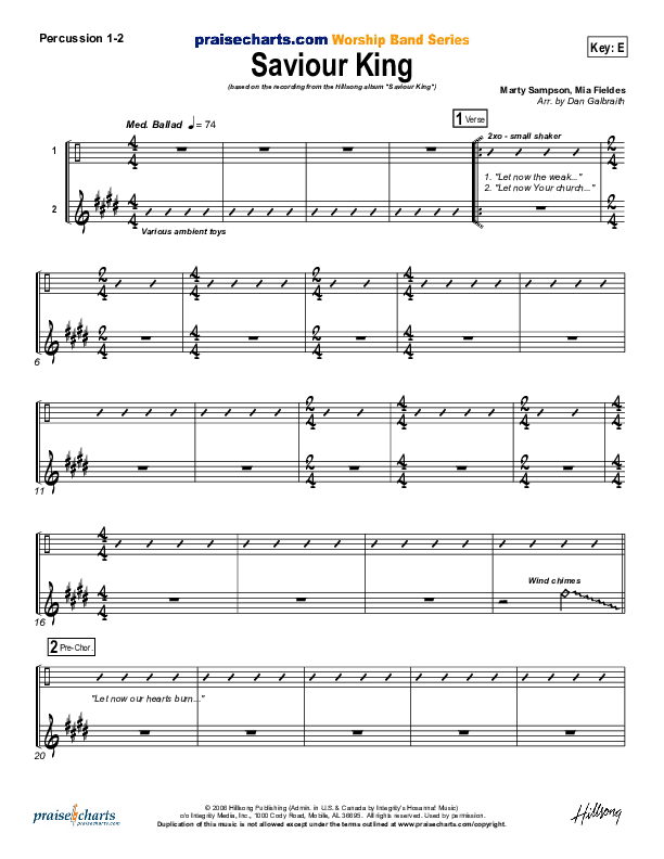 Saviour King Percussion 1/2 (Hillsong Worship)