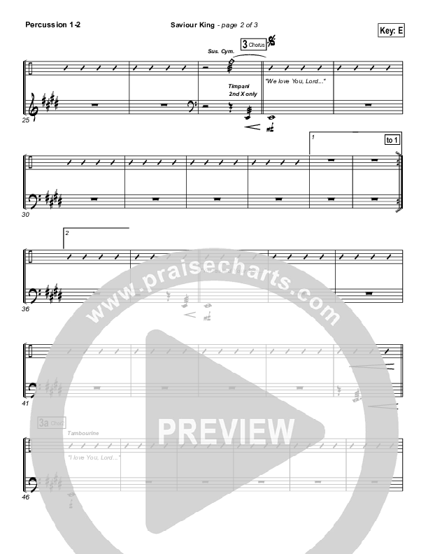 Saviour King Percussion 1/2 (Hillsong Worship)