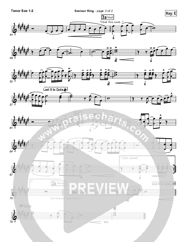 Saviour King Tenor Sax 1/2 (Hillsong Worship)