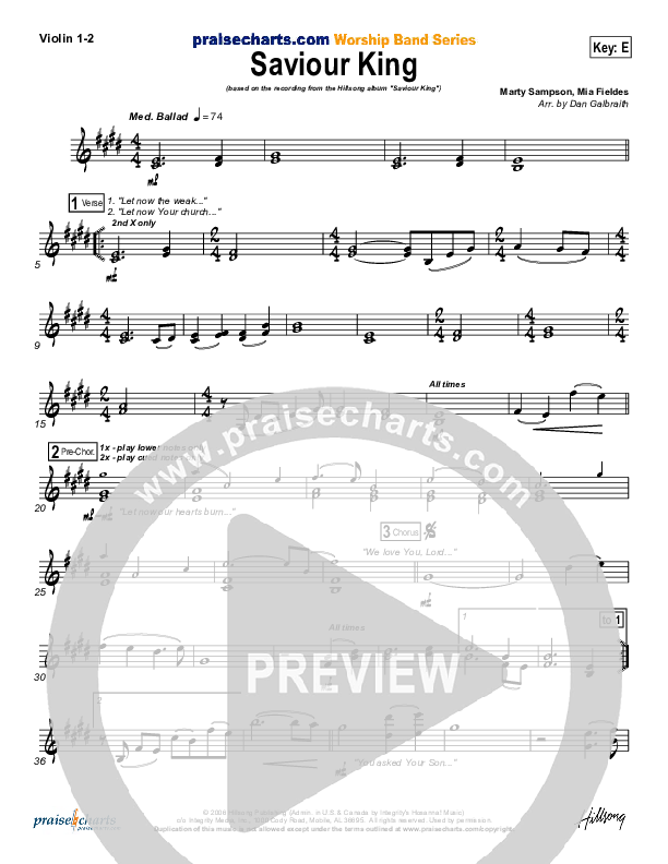 Saviour King Violin 1/2 (Hillsong Worship)