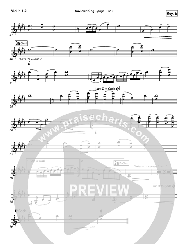 Saviour King Violin 1/2 (Hillsong Worship)