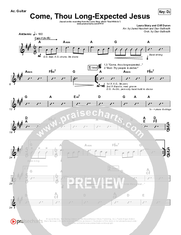 Come Thou Long Expected Jesus Acoustic Guitar (Laura Story)