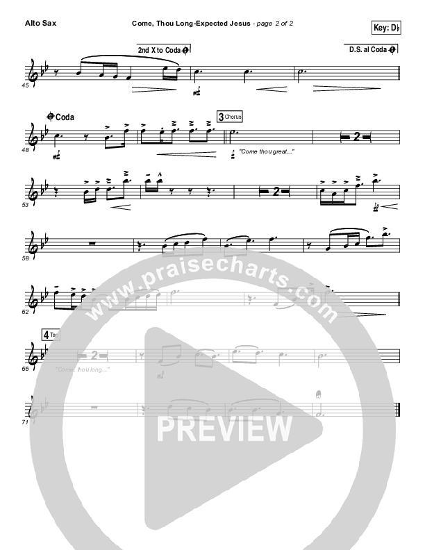 Come Thou Long Expected Jesus Alto Sax (Laura Story)