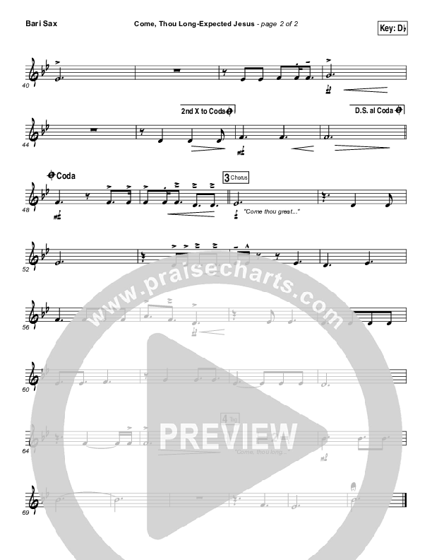 Come Thou Long Expected Jesus Bari Sax (Laura Story)