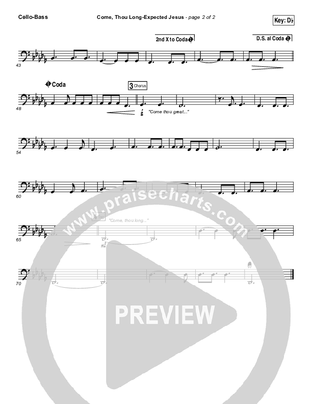 Come Thou Long Expected Jesus Cello/Bass (Laura Story)