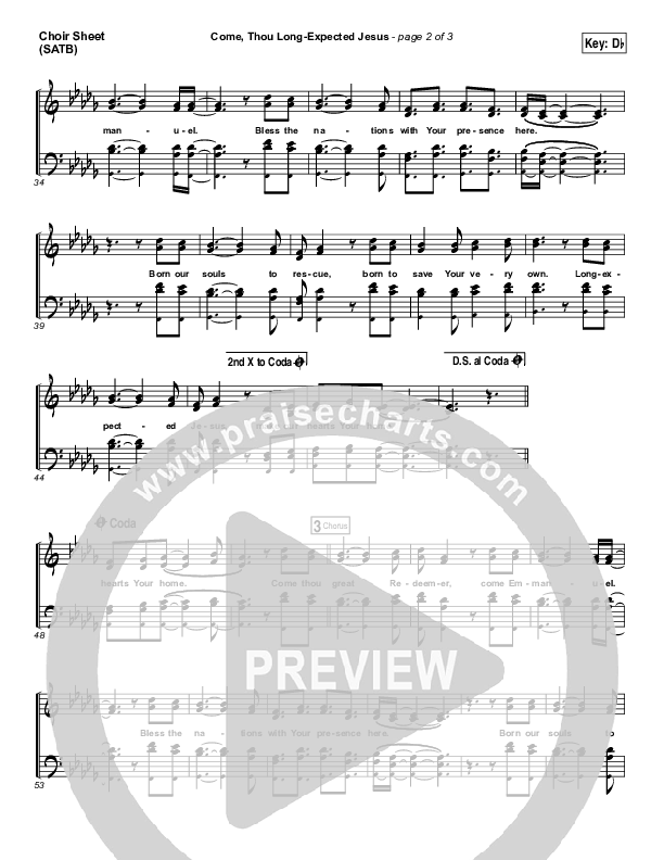 Come Thou Long Expected Jesus Choir Sheet (SATB) (Laura Story)