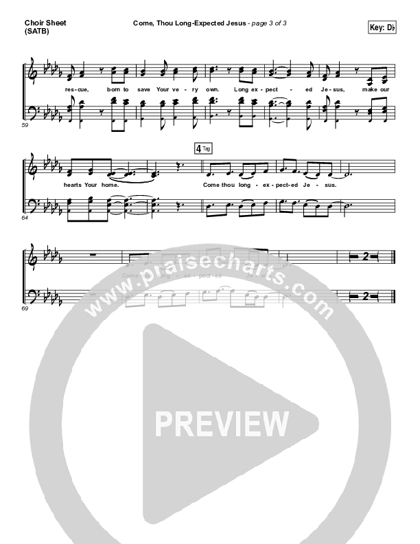 Come Thou Long Expected Jesus Choir Sheet (SATB) (Laura Story)