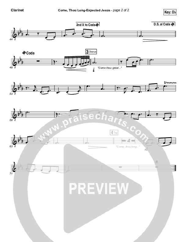 Come Thou Long Expected Jesus Clarinet (Laura Story)