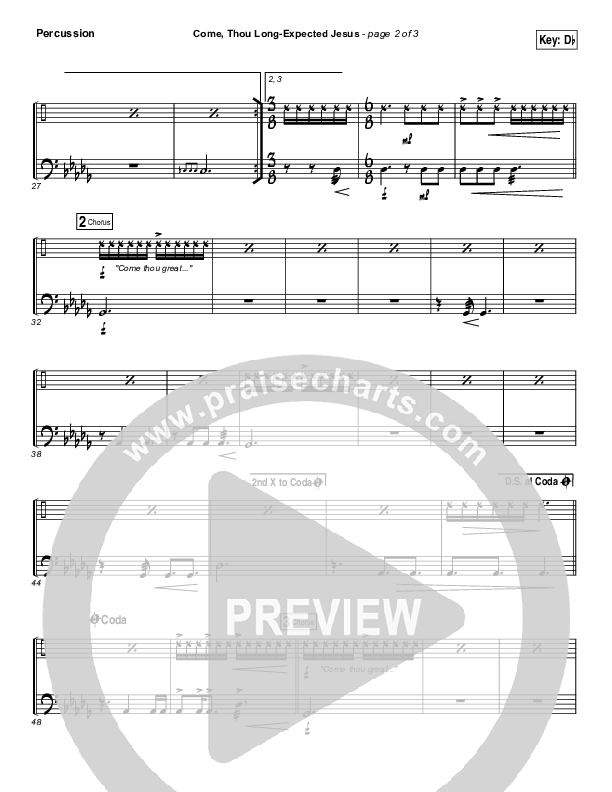 Come Thou Long Expected Jesus Percussion (Laura Story)