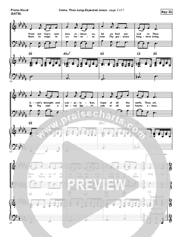 Come Thou Long Expected Jesus Piano/Vocal (SATB) (Laura Story)