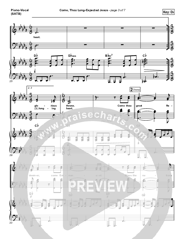 Come Thou Long Expected Jesus Piano/Vocal (SATB) (Laura Story)