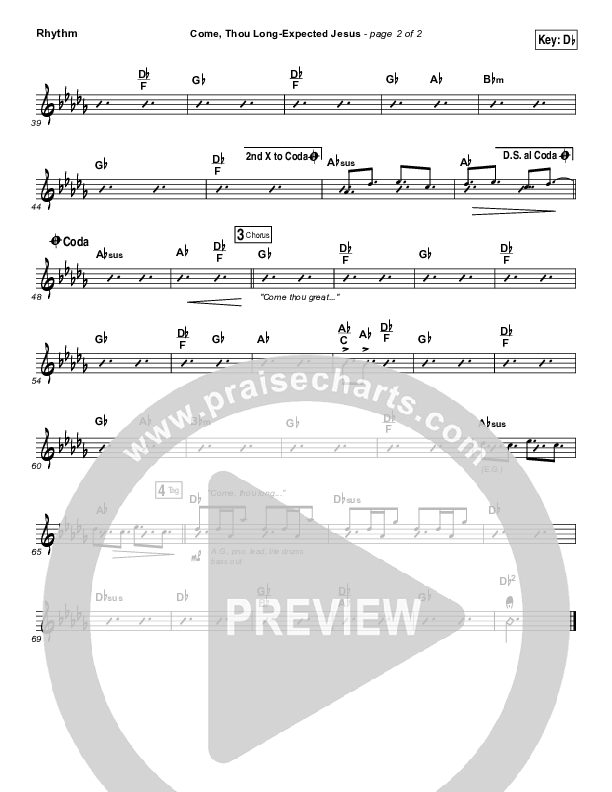 Come Thou Long Expected Jesus Rhythm Chart (Laura Story)