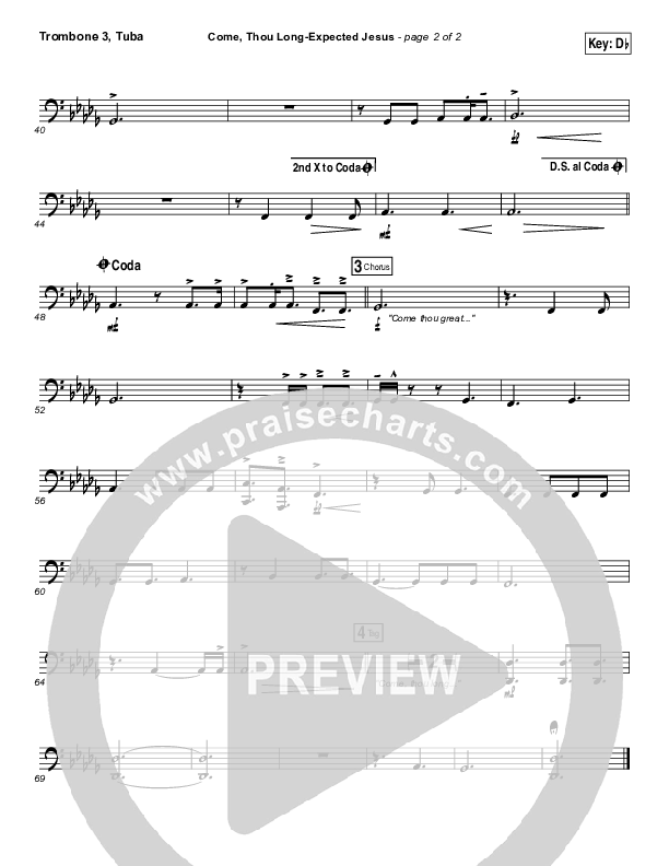 Come Thou Long Expected Jesus Trombone 3/Tuba (Laura Story)