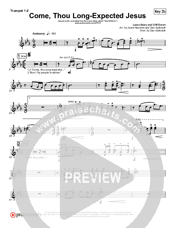 Come Thou Long Expected Jesus Trumpet 1,2 (Laura Story)