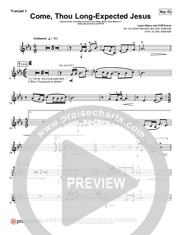 Come Thou Long Expected Jesus Trumpet 3 (Laura Story)