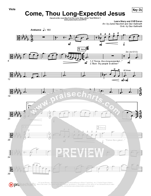 Come Thou Long Expected Jesus Viola (Laura Story)