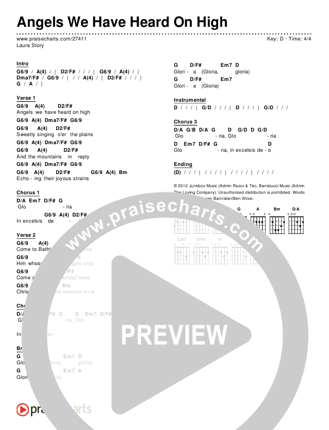 Angels We Have Heard On High Chords & Lyrics (Laura Story)