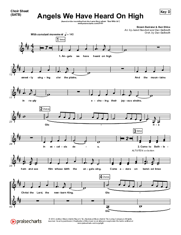 Angels We Have Heard On High Choir Vocals (SATB) (Laura Story)