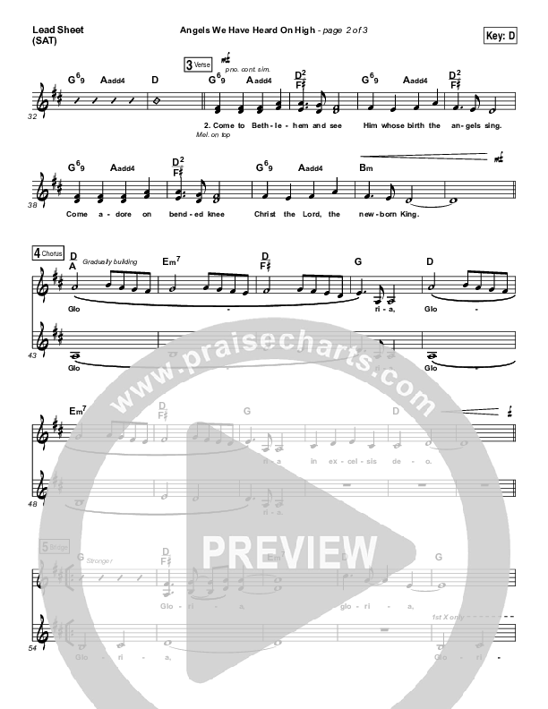 Angels We Have Heard On High Lead Sheet (SAT) (Laura Story)