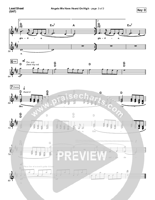 Angels We Have Heard On High Lead Sheet (SAT) (Laura Story)