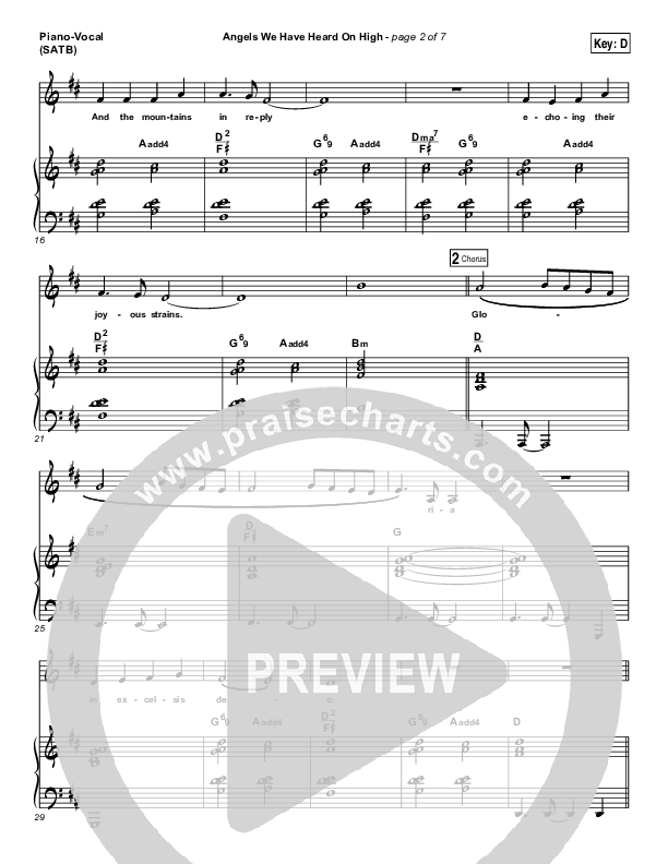Angels We Have Heard On High Piano/Vocal (SATB) (Laura Story)
