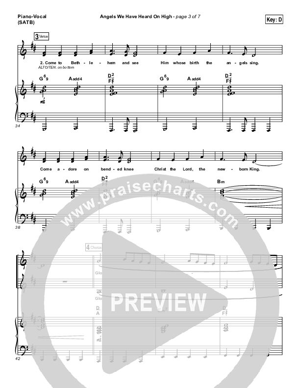 Angels We Have Heard On High Piano/Vocal (SATB) (Laura Story)