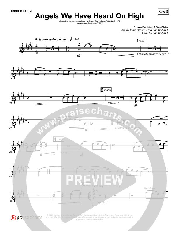 Angels We Have Heard On High Tenor Sax 1/2 (Laura Story)