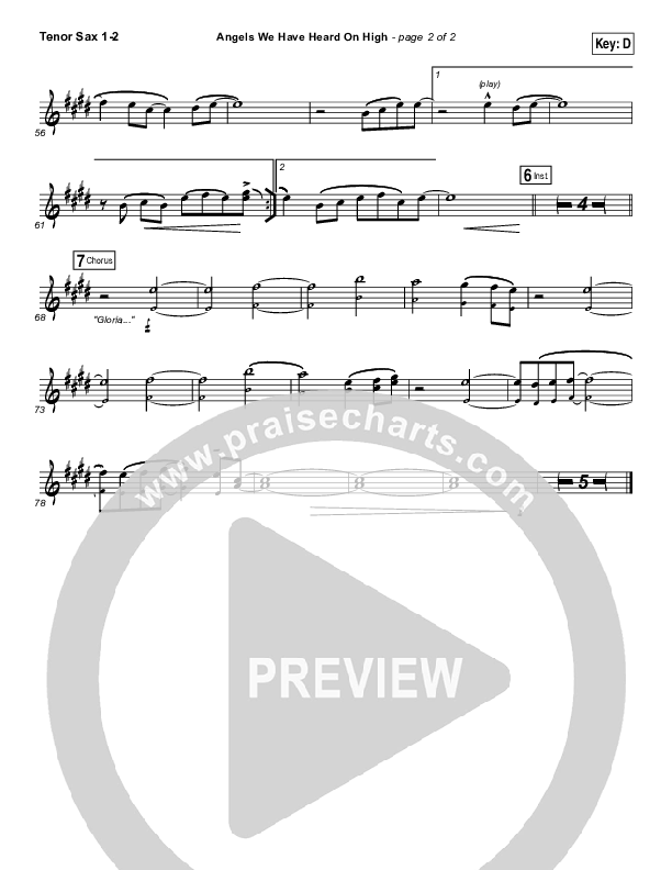 Angels We Have Heard On High Tenor Sax 1/2 (Laura Story)