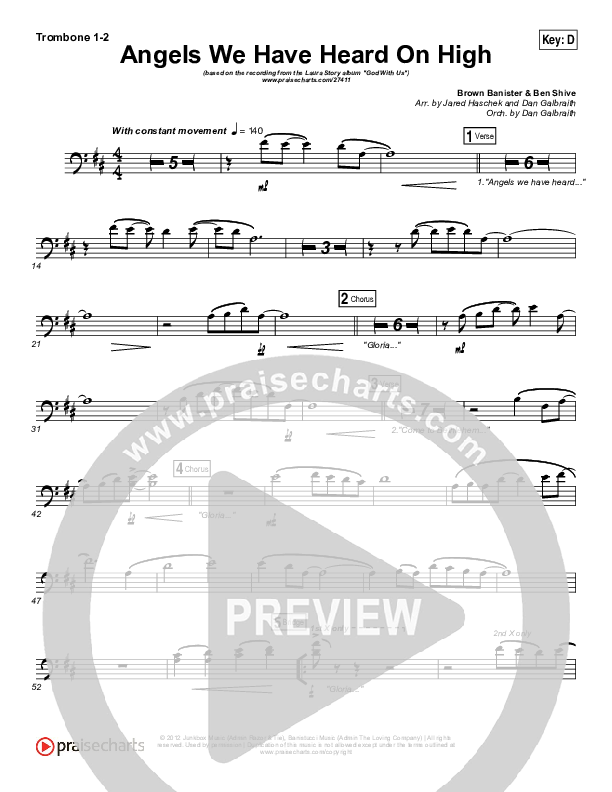 Angels We Have Heard On High Trombone 1/2 (Laura Story)