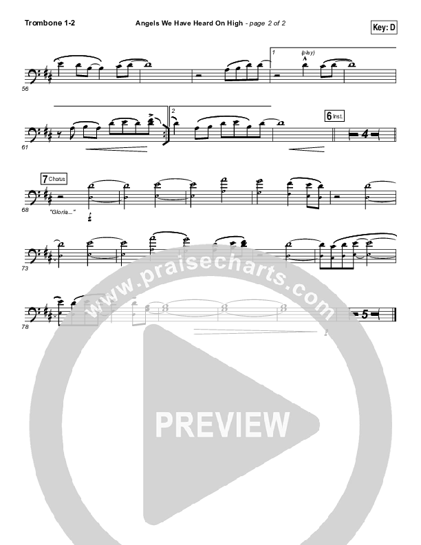 Angels We Have Heard On High Trombone 1/2 (Laura Story)