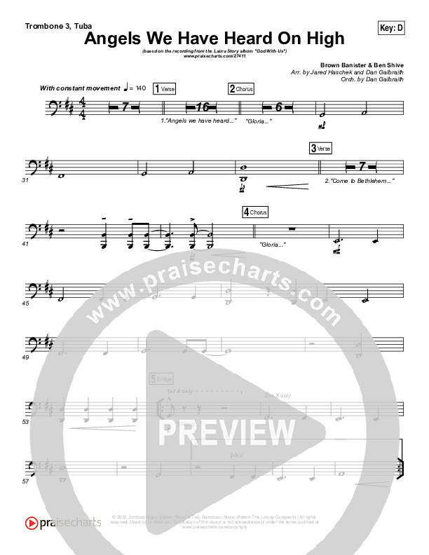 Angels We Have Heard On High Trombone 3/Tuba (Laura Story)