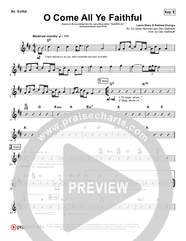 O Come All Ye Faithful Rhythm Chart (Laura Story / Steven Curtis Chapman)
