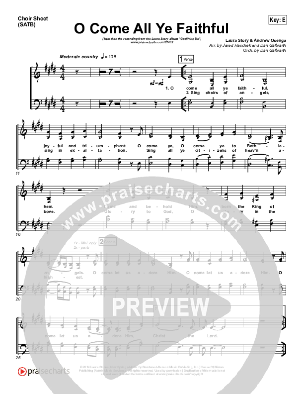 O Come All Ye Faithful Choir Vocals (SATB) (Laura Story / Steven Curtis Chapman)
