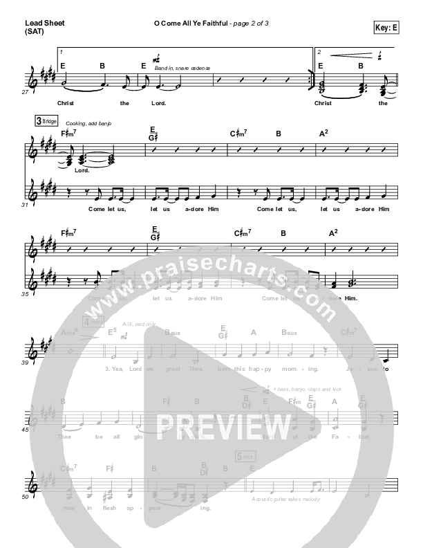 O Come All Ye Faithful Lead Sheet (SAT) (Laura Story / Steven Curtis Chapman)