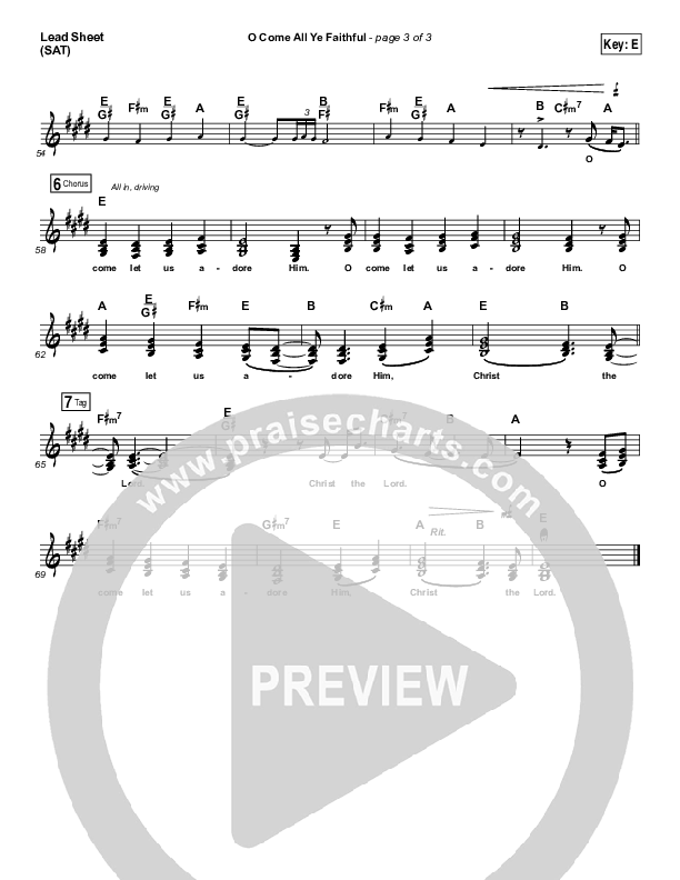 O Come All Ye Faithful Lead Sheet (SAT) (Laura Story / Steven Curtis Chapman)