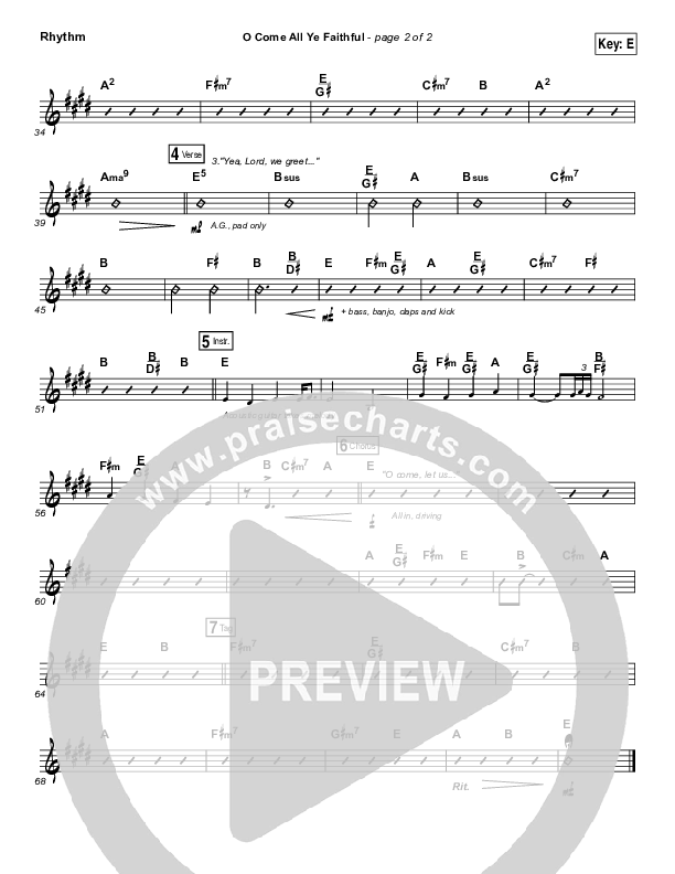 O Come All Ye Faithful Rhythm Chart (Laura Story / Steven Curtis Chapman)