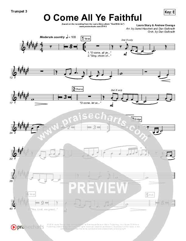 O Come All Ye Faithful Trumpet 3 (Laura Story / Steven Curtis Chapman)