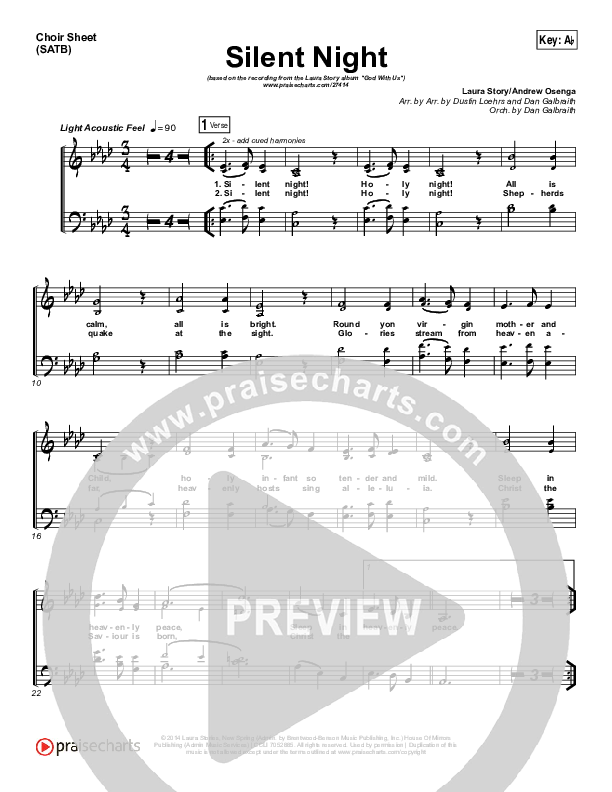 Silent Night Choir Sheet (SATB) (Laura Story)