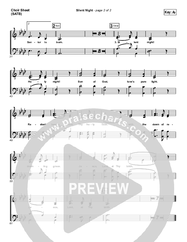 Silent Night Choir Sheet (SATB) (Laura Story)