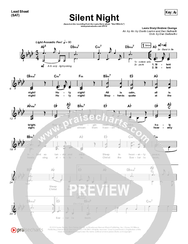 Silent Night Lead Sheet (SAT) (Laura Story)