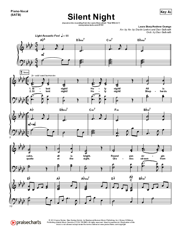 Silent Night Sheet Music PDF (Laura Story) - PraiseCharts