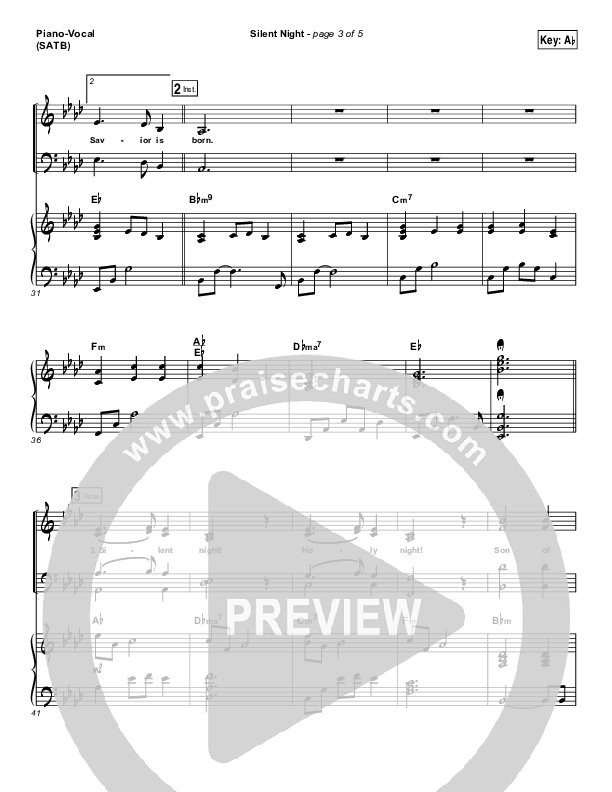 Silent Night Piano/Vocal (SATB) (Laura Story)