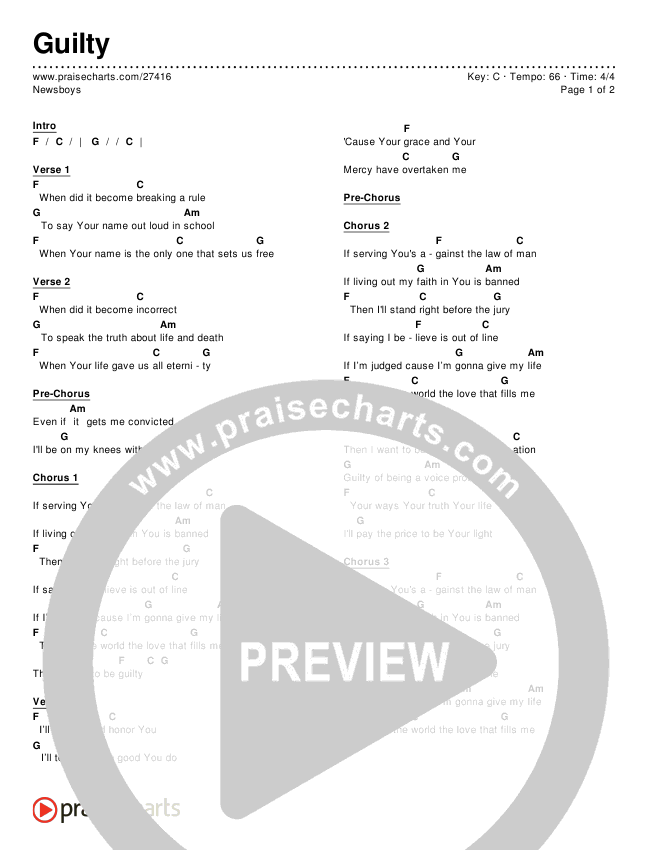 Guilty Chords & Lyrics (Newsboys)