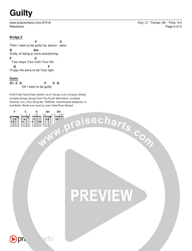 Guilty Chords & Lyrics (Newsboys)