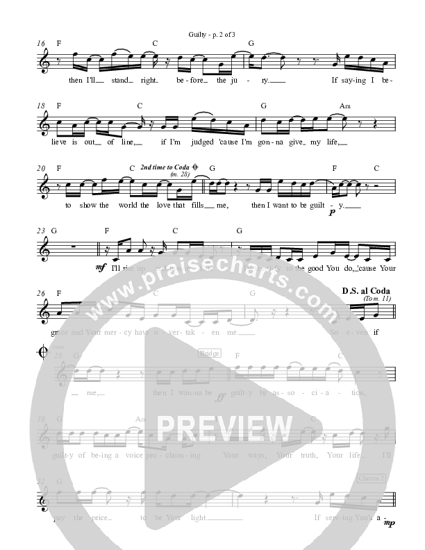 Guilty Lead Sheet (Newsboys)