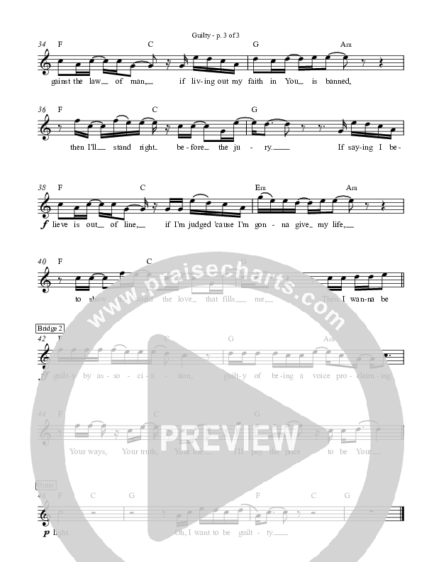 Guilty Lead Sheet (Newsboys)