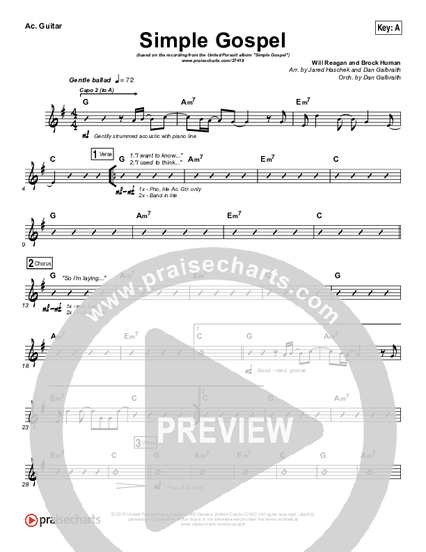 Simple Gospel Acoustic Guitar (United Pursuit)