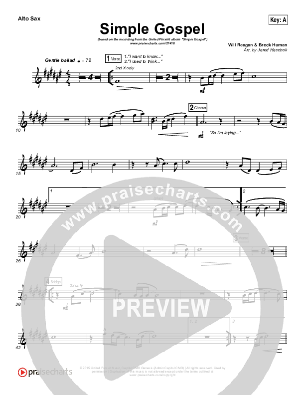 Simple Gospel Alto Sax (United Pursuit)