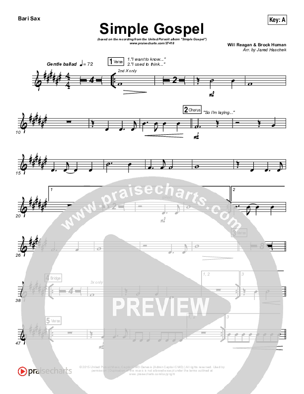 Simple Gospel Bari Sax (United Pursuit)